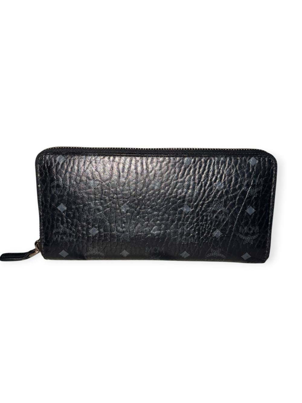 MCM Black Logo-Print Zip Wallet